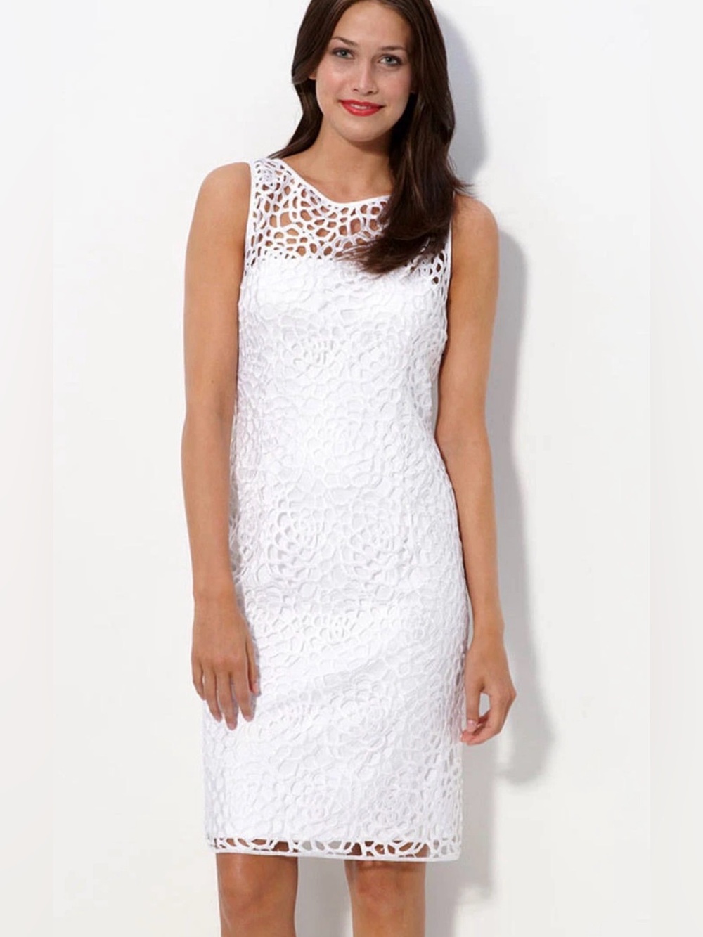 Elegant White Lace Sheath Dress
